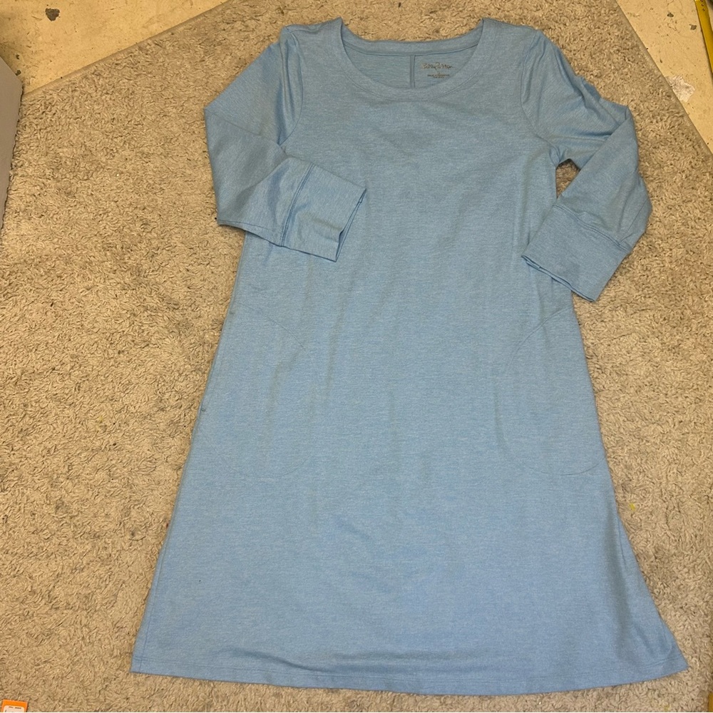 Lilly Pulitzer Solia UPF 50+ Dress Heathered Frenchie Blue Small Pockets EUC - Picture 6 of 12